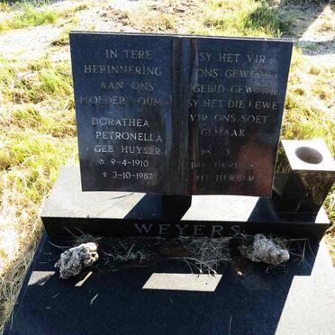 WEYERS Dorathea Petronella nee HUYSER 1910-1987