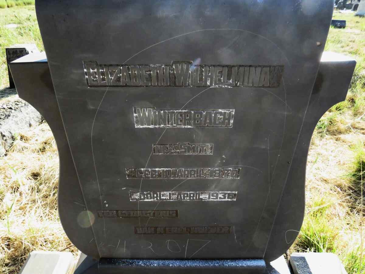 WINTERBACH Elizabeth Wilhelmina nee SMIT 1870-1936