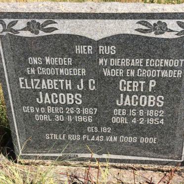 JACOBS Gert P. 1862-1954 &amp; Elizabeth J.C. v.d. BERG 1867-1966