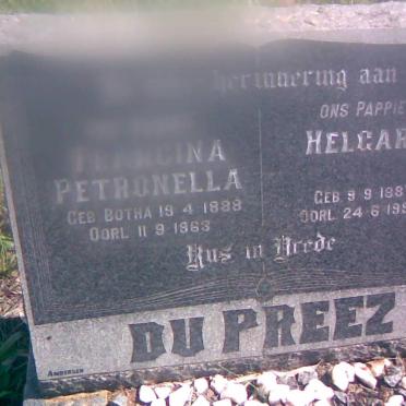PREEZ Helgard, du 1887-1959 &amp; Francina Petronella BOTHA 1888-1963