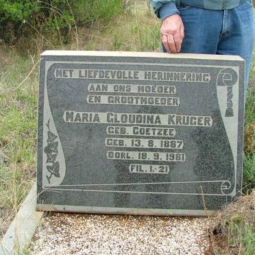 KRUGER Maria Gloudina nee COETZEE 1887-1981