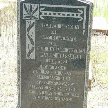 LOURENS Marie Barbara nee PESA -1950