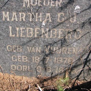 LIEBENBERG Martha C.J. nee VAN VUUREN 1878-19?9