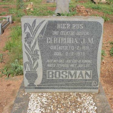 BOSMAN Gertruida J.M. nee KOTZE 1891-1973