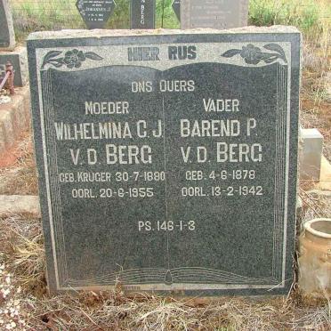 BERG Barend P., v.d. 1878-1942 &amp; Wilhelmina G.J. KRUGER 1880-1955