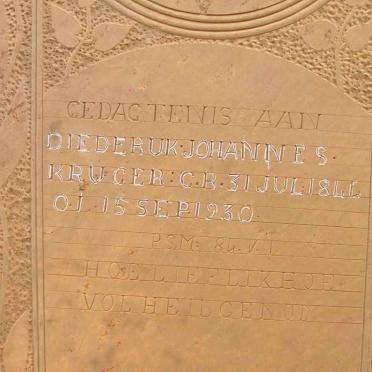 KRUGER Diederuk Johannes 1844-1930 