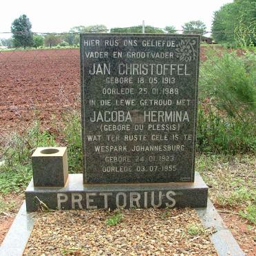 PRETORIUS Jan Christoffel 1913-1989 &amp; Jacoba Hermina DU PLESSIS 1923-1955