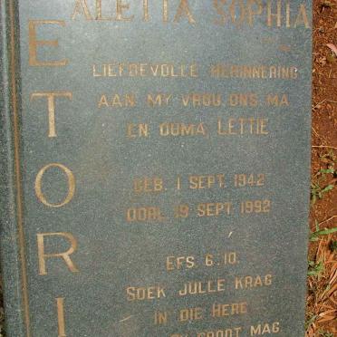 PRETORIUS Aletta Sophia 1942-1992