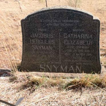 SNYMAN Jacobus Hercules 1873-1948 &amp; Catharina Elizabeth SNYMAN