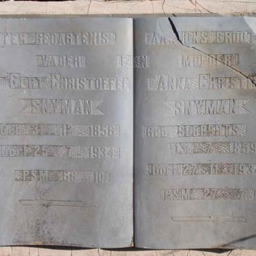 SNYMAN Gert Christoffel 1856-1934 &amp; Anna Christina ROBBERTS 1859-1934