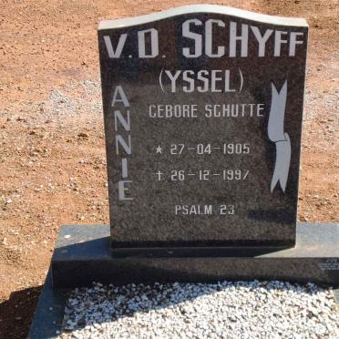 SCHYFF Annie, v.d. voorheen YSSEL nee SCHUTTE 1905-1997
