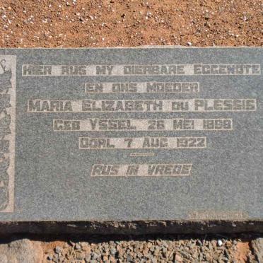 PLESSIS Maria Elizabeth, du nee YSSEL 1898-1922