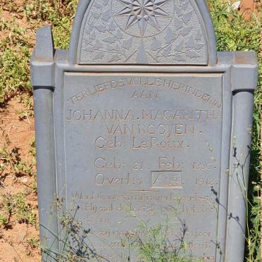 ROOYEN Johanna Magaritha, van nee LE ROUX 1886-1912