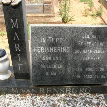 RENSBURG Marie, van 1938-2003