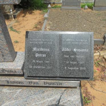 VUUREN Marthinus Petrus, Jansen van 1946-2007 &amp; Alida Susanna VAN NIEKERK 1947-2016 