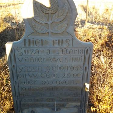 WESTHUIYSSEN Suzana Maria, van der nee ROSSOUW 1865-1894