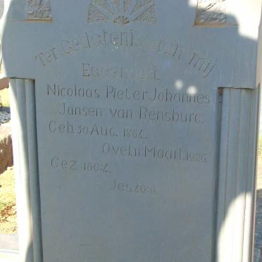 RENSBURG Nicolaas Pieter Johannes, Jansen van 1864-1926