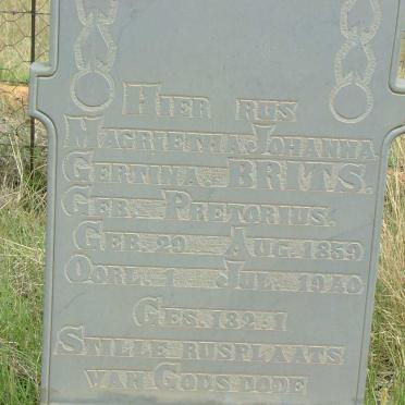 BRITS Magrietha Johanna Gertina nee PRETORIUS 1859-1940