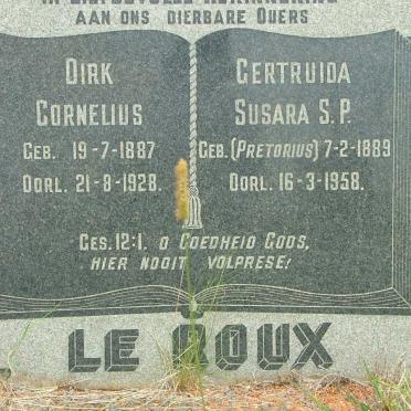 ROUX Dirk Cornelius, le 1887-1928 &amp; Gertruida Susara S.P. PRETORIUS 1889-1958
