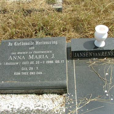 RENSBURG Anna Maria J., Janse van nee  ROSSOUW 1907-1998