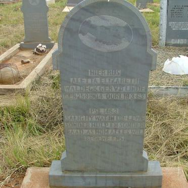 WALDECK Aletta Elizabeth nee  V.D.LINDE 1904-1963