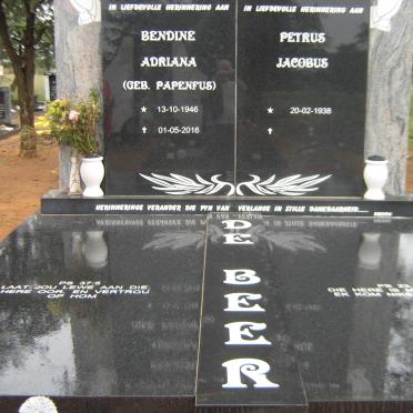 BEER Petrus Jacobus, de 1938-  &amp; Bendine Adriana PAPENFUS 1946-2016