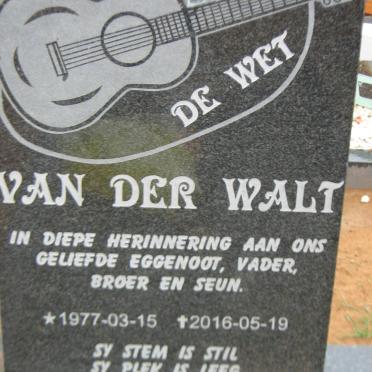 WALT de Wet, van der 1977-2016