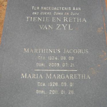 ZYL Marthinus Jacobus, van 1924-2009 &amp; Maria Margaretha 1926-2011