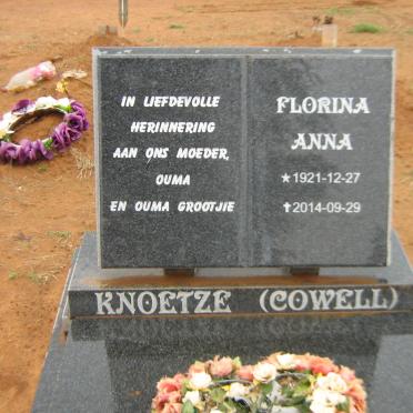 KNOETZE Florina Anna nee COWELL 1921-2014