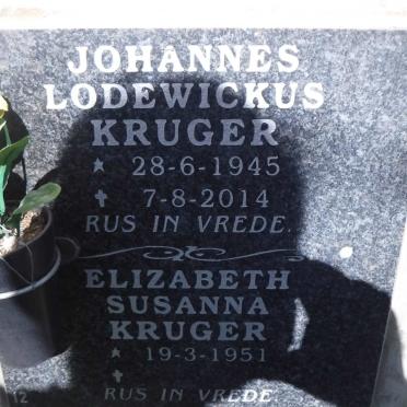 KRUGER Johannes Lodewickus 1945-2014 &amp; Elizabeth Susanna 1951-