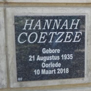 COETZEE Hannah 1935-2018