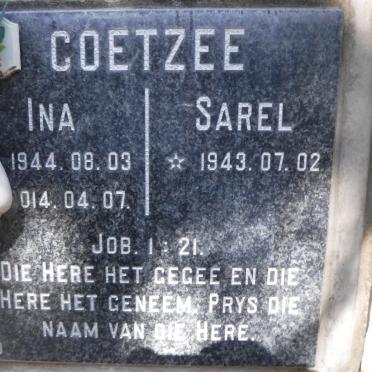 COETZEE Sarel 1943- &amp; Ina 1944-2014