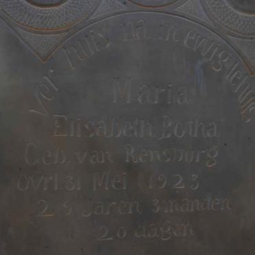 BOTHA Maria Elisabeth nee VAN RENSBURG -1923