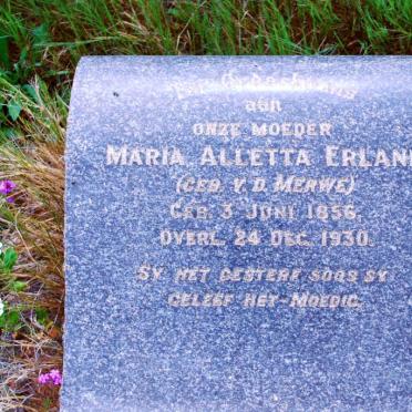 ERLANK Maria Aletta nee V.D. MERWE 1856-1930