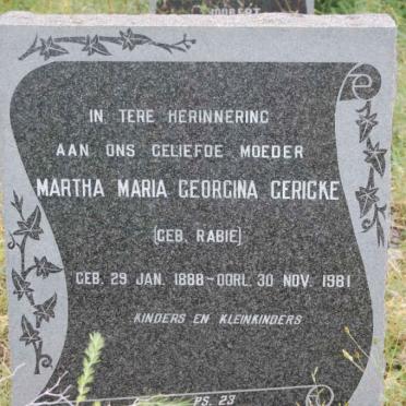 GERICKE Martha Maria Georgina nee RABIE 1888-1981