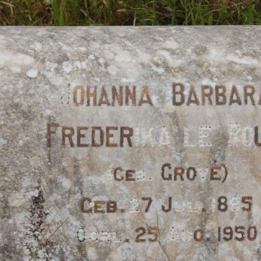 ROUX Johanna Barbara Fredrika, le nee GROVÉ 1865-1950