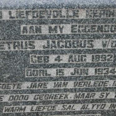 WALT Petrus Jacobus, v.d. 1892-1934