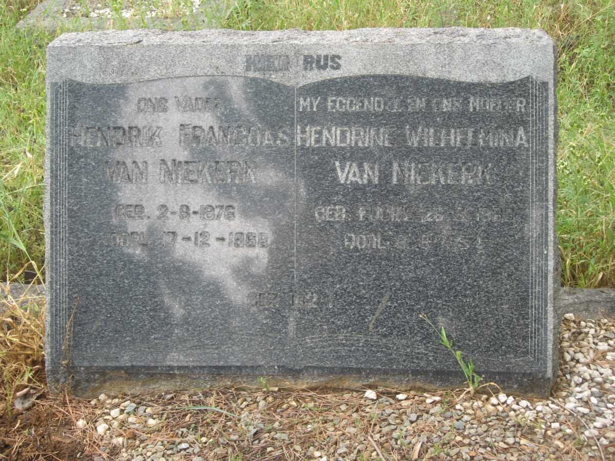 NIEKERK Hendrik Francoas, van 1876-1968 &amp; Hendrine Wilhelmina 1886?-?