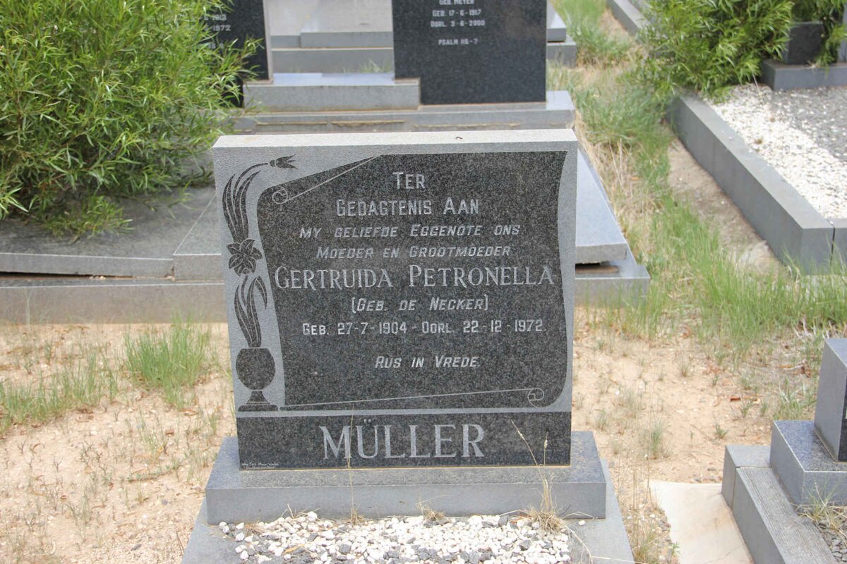 MULLER Gertruida Petronella nee DE NECKER 1904-1972