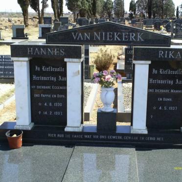 NIEKERK Hannes, van 1930-1997 &amp; Rika 1937-
