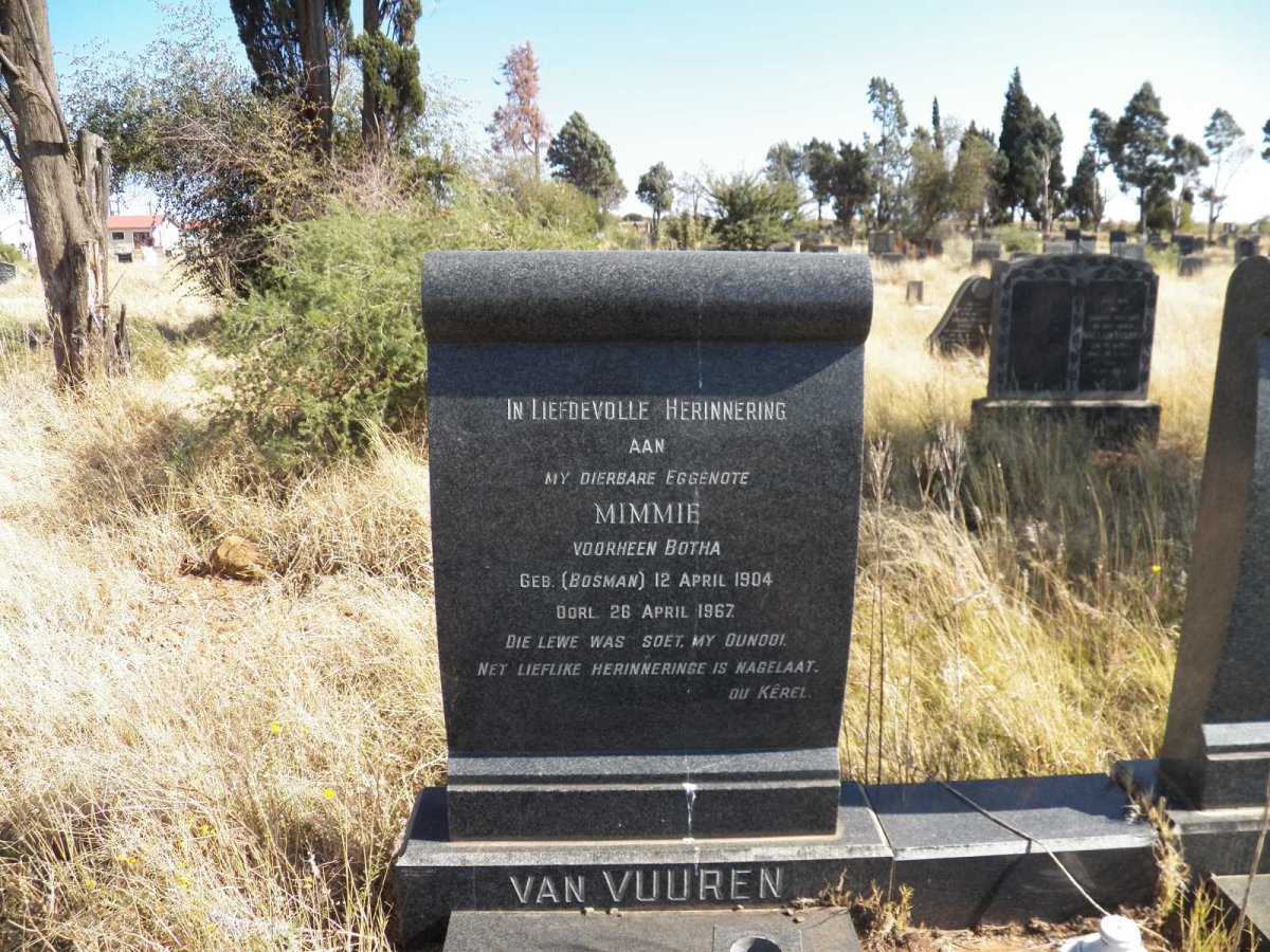 BOTHA Christiaan Ernest 1893-1949 :: VAN VUUREN Mimmie voorheen BOTHA nee BOSMAN 1904-1967 _2