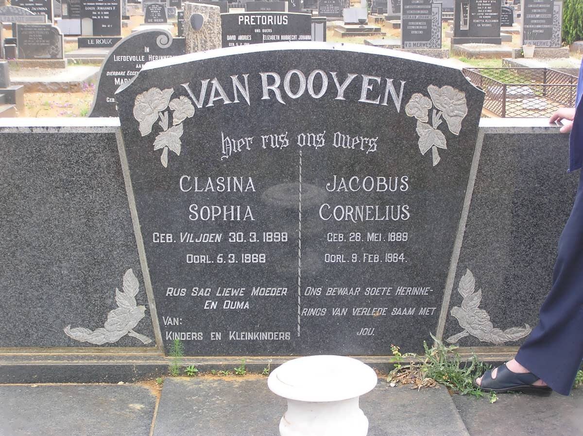 ROOYEN Jacobus Cornelius, van 1889-1964 &amp; Clasina Sophia VILJOEN 1898-1968