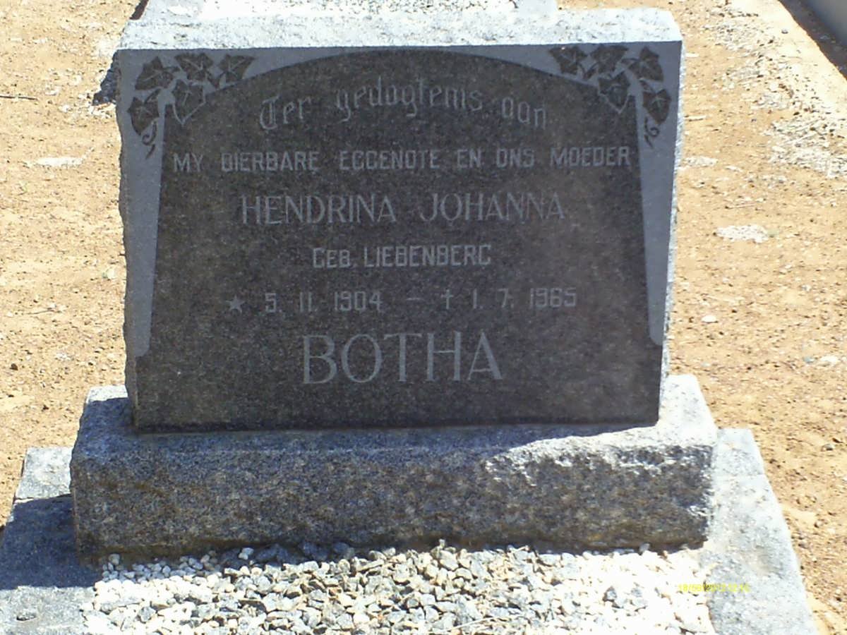 BOTHA Hendrina Johanna nee LIEBENBERG 1904-1965