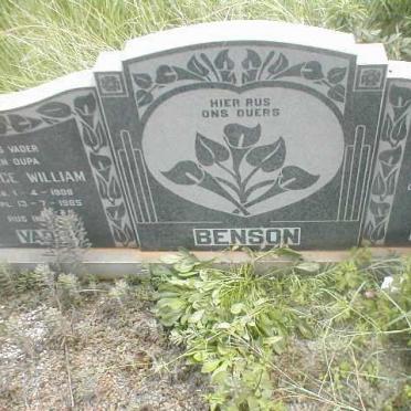 BENSON George William 1908-1985 &amp; Sophia Aletta LOUW 1921-1985