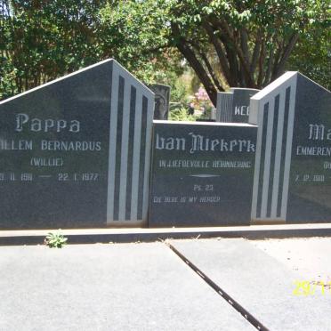 NIEKERK Willem Bernardus, van 1911-1977 &amp; Emmerentia Jacoba REICHEL 1918-1984