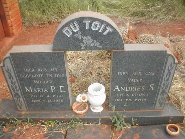 TOIT Andries S., du 1894-1987 &amp; Maria P.E. 1900-1978