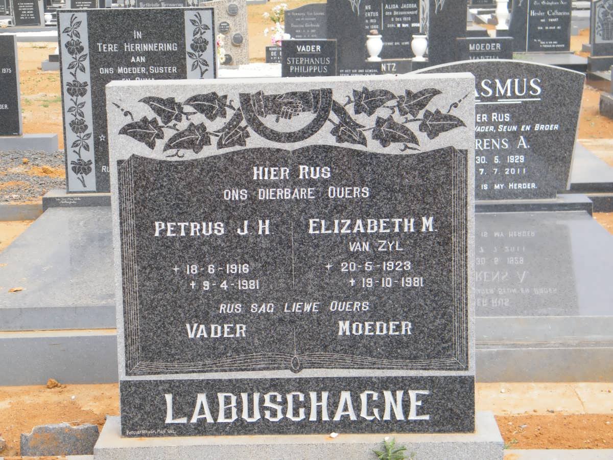 LABUSCHAGNE Petrus J.H. 1916-1981 &amp; Elizabeth M. VAN ZYL 1923-1981