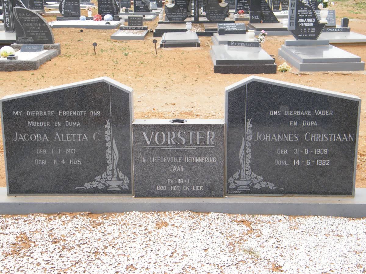 VORSTER Johannes Christiaan 1909-1982 &amp; Jacoba Aletta C. 1913-1975