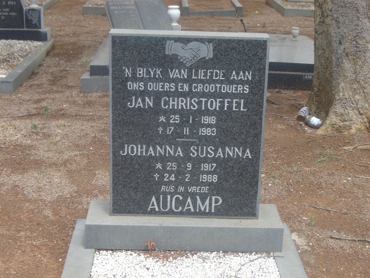 AUCAMP Jan Christoffel 1918-1983 &amp; Johanna Susanna 1917-1988