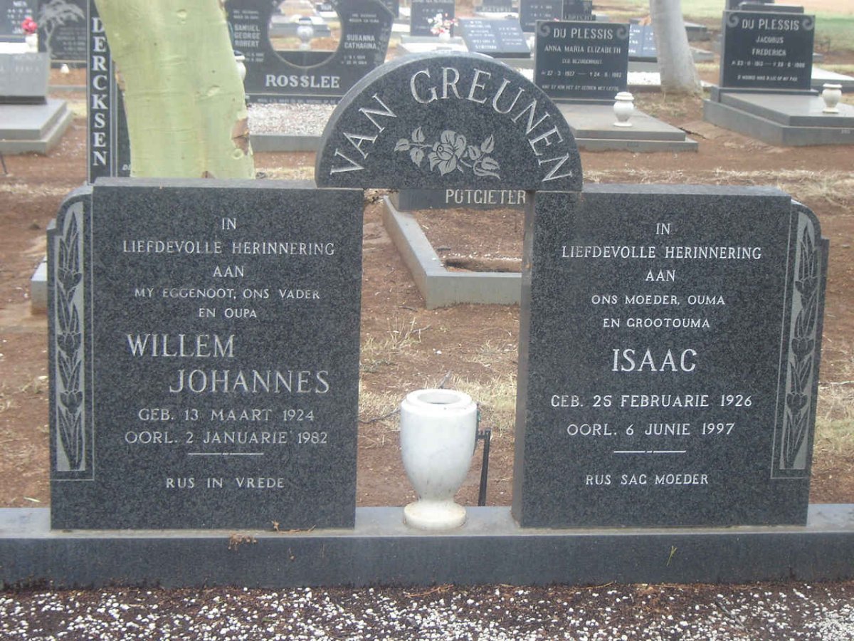 GREUNEN Willem Johannes, van 1924-1982 &amp; Isaac 1926-1997